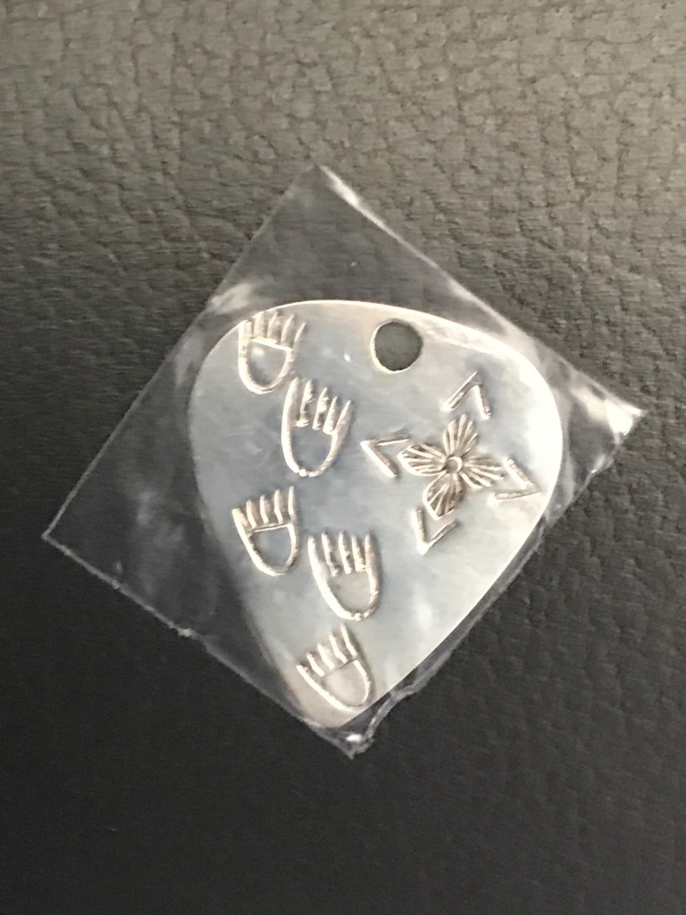 Vintage Navajo  Hand Stamped Lena Platero Sterling  Guitar Pick -New in Bag